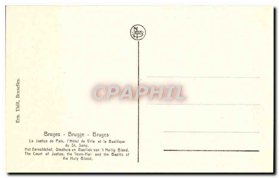 CPA Bruges La Justice de Paix — Rückseite
