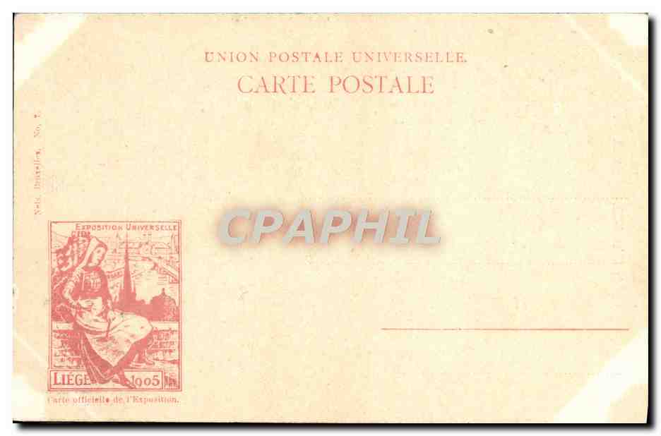 Exposition universelle de Liège 1905 — Palais de l'Art ancien — Carte postale officielle de l'Exposition — Verso
