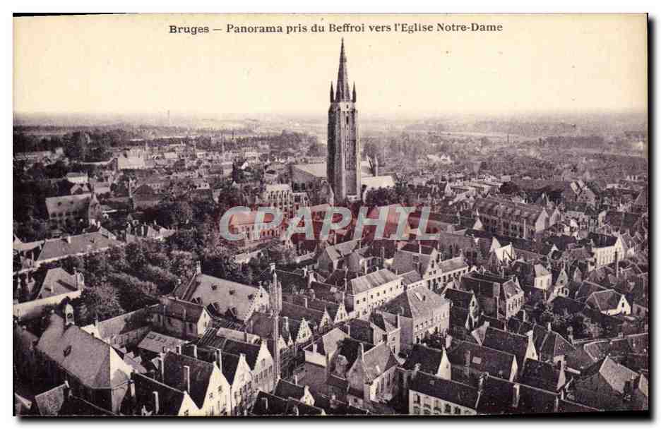 CPA Bruges Panorama pris du Beffroi vers l'eglise Notre Dame