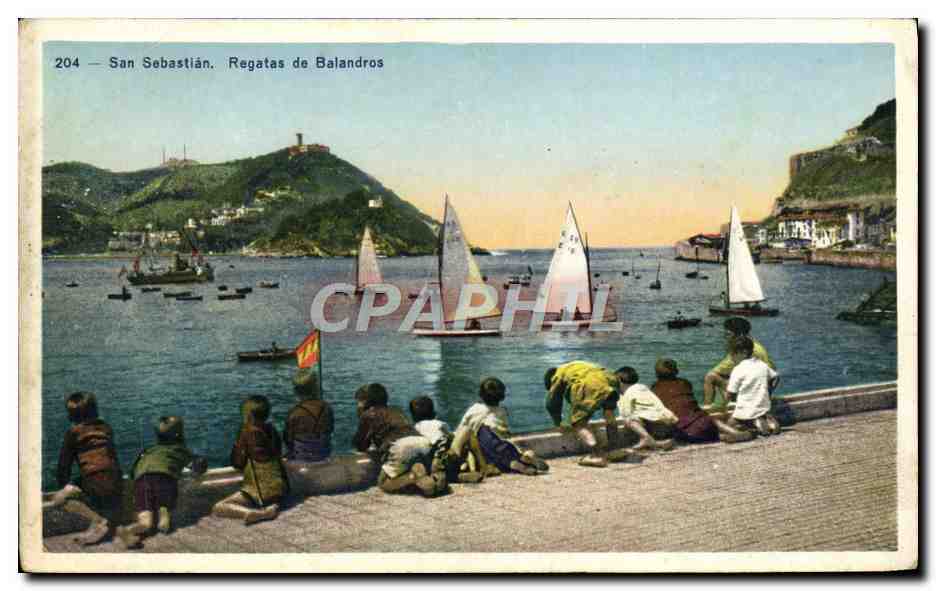 CPA San Sebastian Regatas de Balandros Enfants Bateaux 