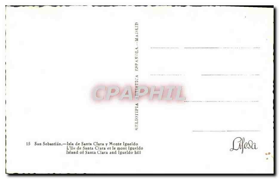 San Sebastián — Santa Clara Island and Mount Iguedo — Publisher Lifesa, series 15 — Back