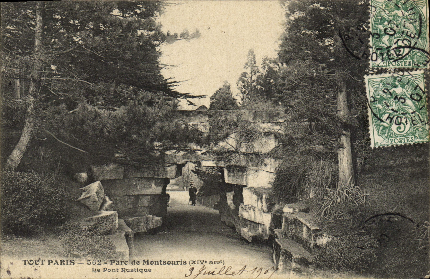CPA Paris Parc de Montsouris Le pont rustique