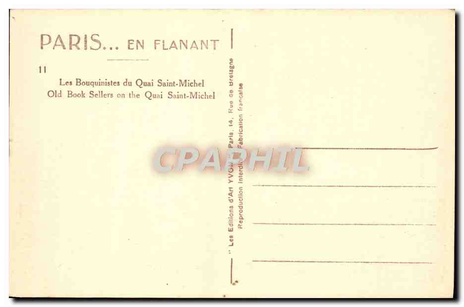 CPA Paris En Flanant Les Bouquinistes du Quai Saint Michel Notre Dame — Rückseite