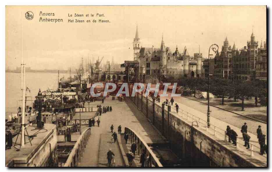 CPA Anvers Le Steen et le Port Bateaux