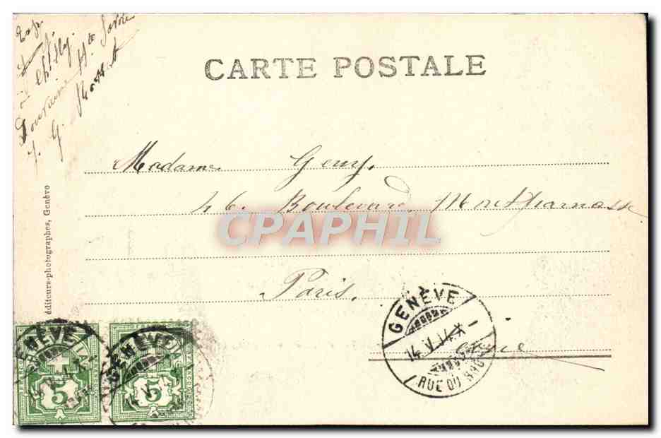 CPA Geneve Jet D'Eau De 90 Metres Et Le Mont Blanc — Rückseite