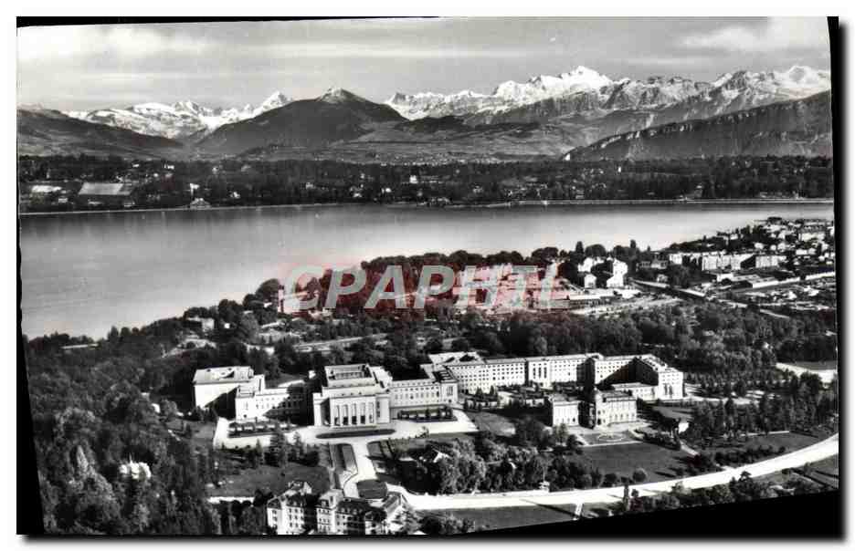 CPA Geneve Le Palais Des Nations Unies Et Le Mont Blanc
