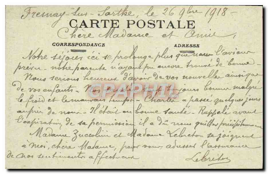 CPA Buttes de Rochatre et Fresnay sur Sarthe — Verso
