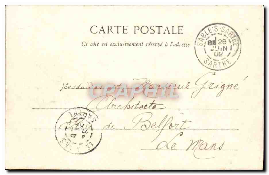 CPA Sable Le Chateau — Verso