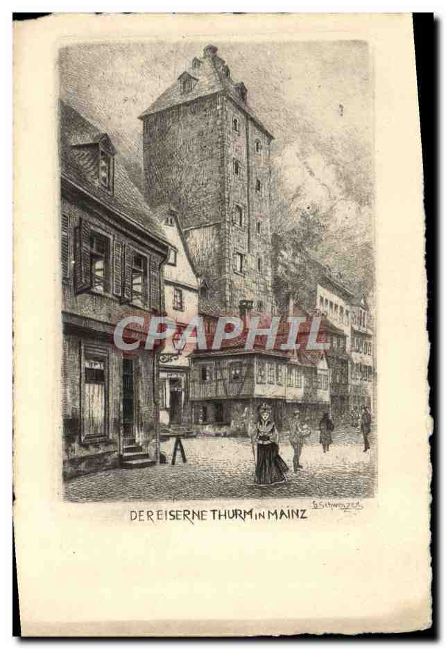 Le Donjon de Fer à Mayence — gravure de S. Schwezzer — éditeur G. W. Schwezzer, Mainz-Mombach