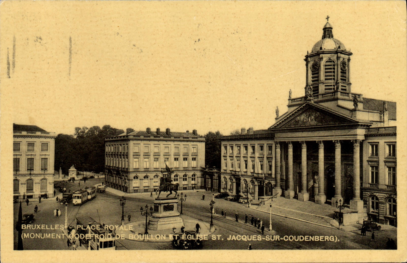 Bruxelles - Place Royale - Monument Godefroid de Bouillon et Église St. Jacques-sur-Coudenberg