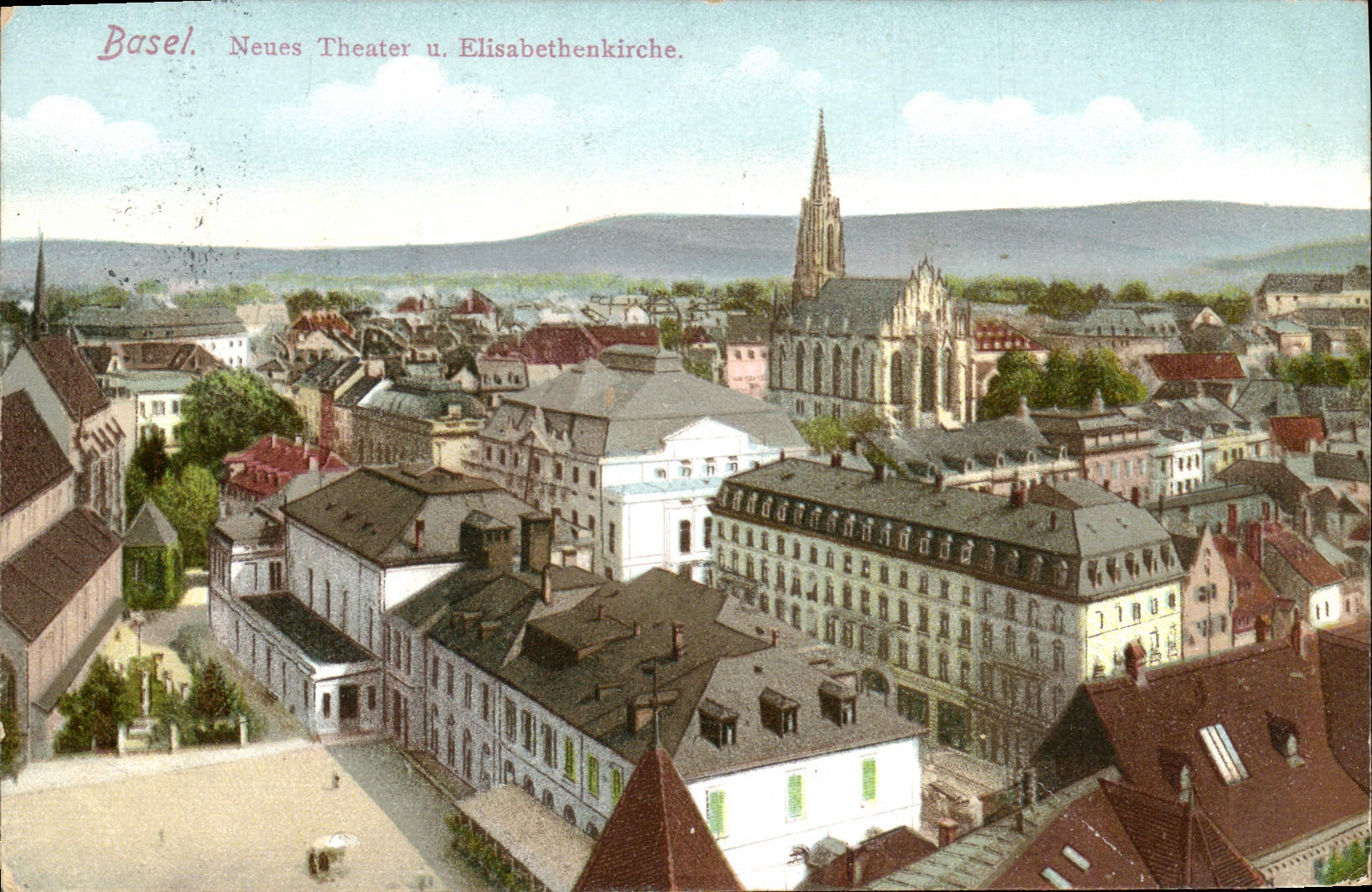 CPA Basel Neues Theater u Elisabethenkirche