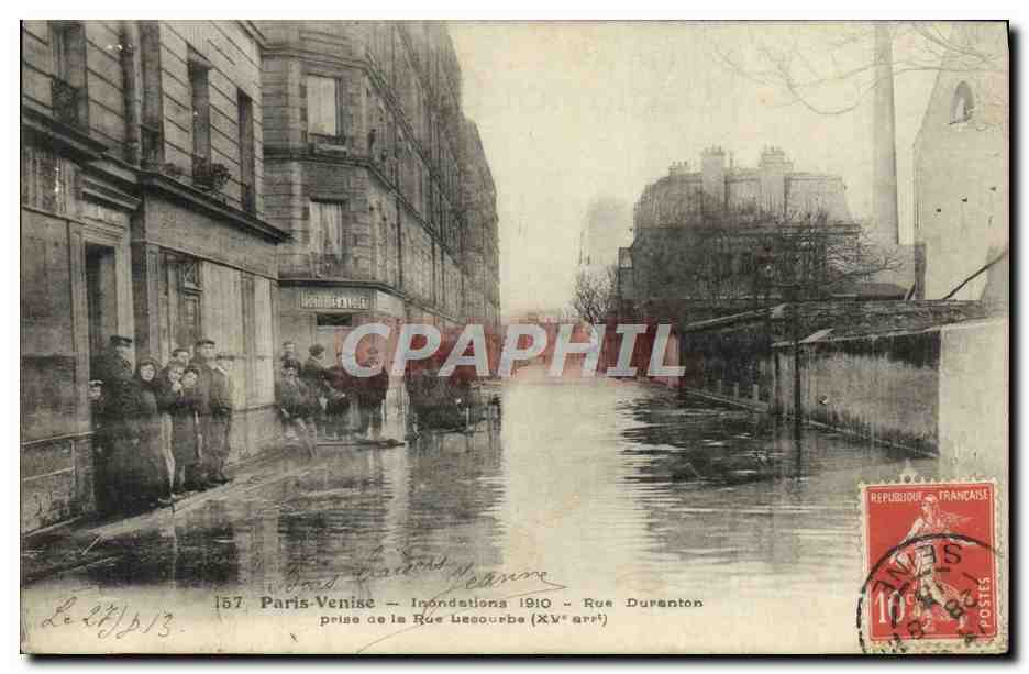 Paris-Venise — Inondations 1910 — Rue Duranton, prise de la Rue Liesourbe (XVe arrt)