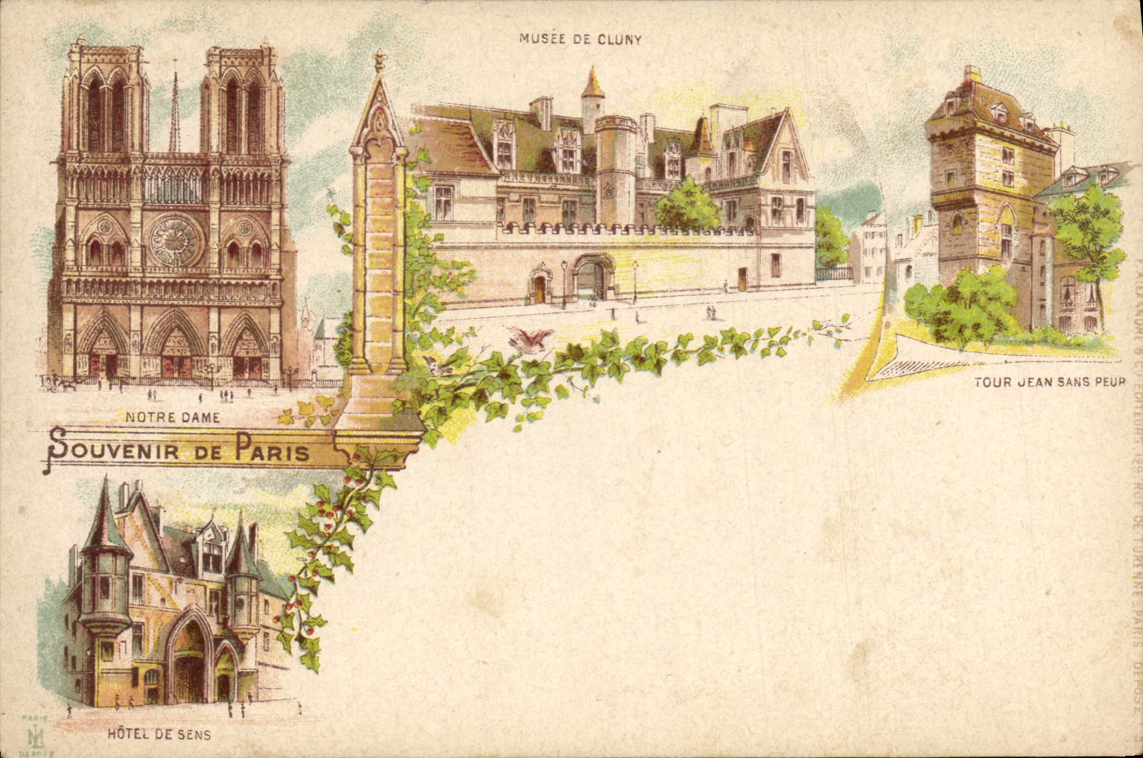 CPA Paris Souvenir Notre Dame Musee de Cluny Hotel de Sens Tour Jean Sans peur