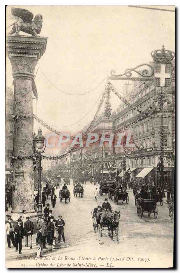 Pylône du Lion de Saint-Marc — Visite du Roi et de la Reine d'Italie à Paris (14-18 Oct. 1903) — LL.