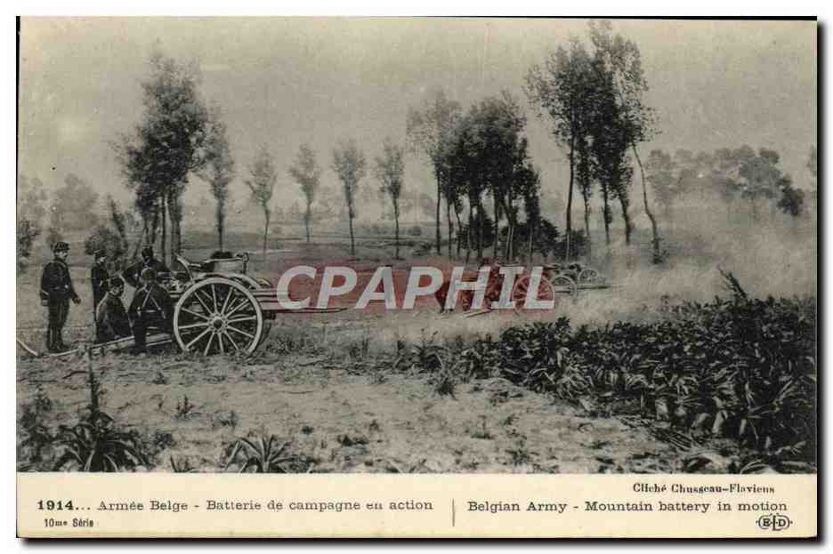 CPA Armee belge Batterie de campagne en action Militaria 