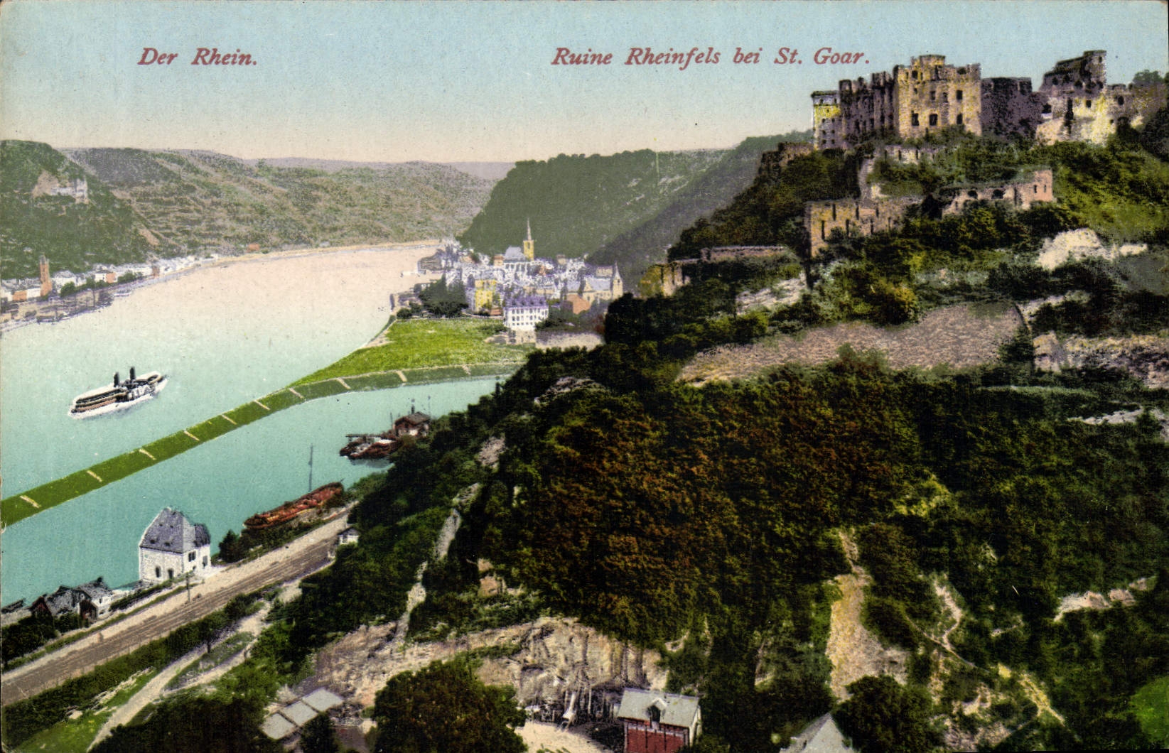 Ruin de Rheinfels près de St. Goar — Le Rhin — Éditeur Ludwig Feist, Mainz, n° 5008