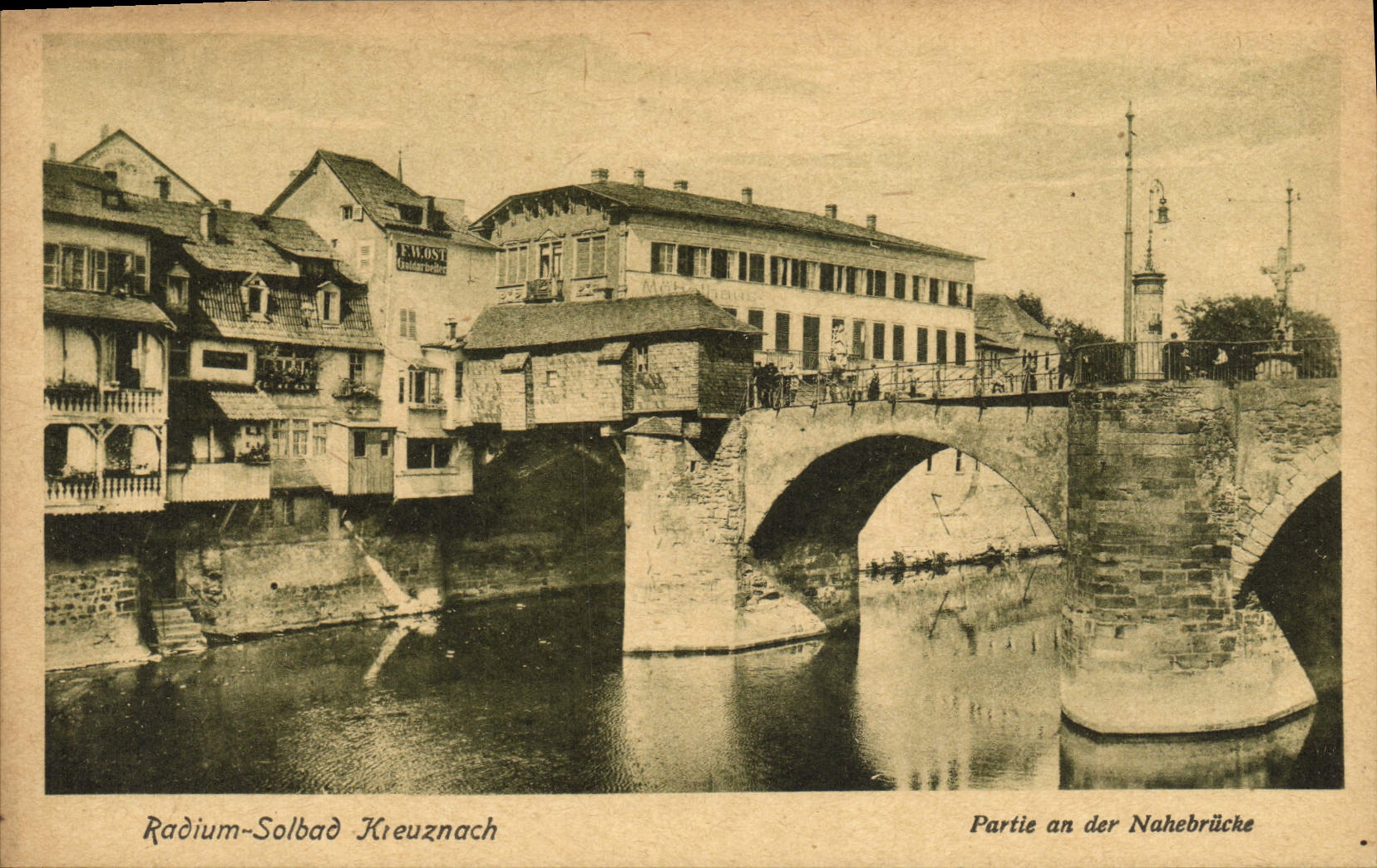 Radium-Solbad Kreuznach — Partie an der Nahebrücke — Verlag A. Weidling-Nachf. Bad Kreuznach