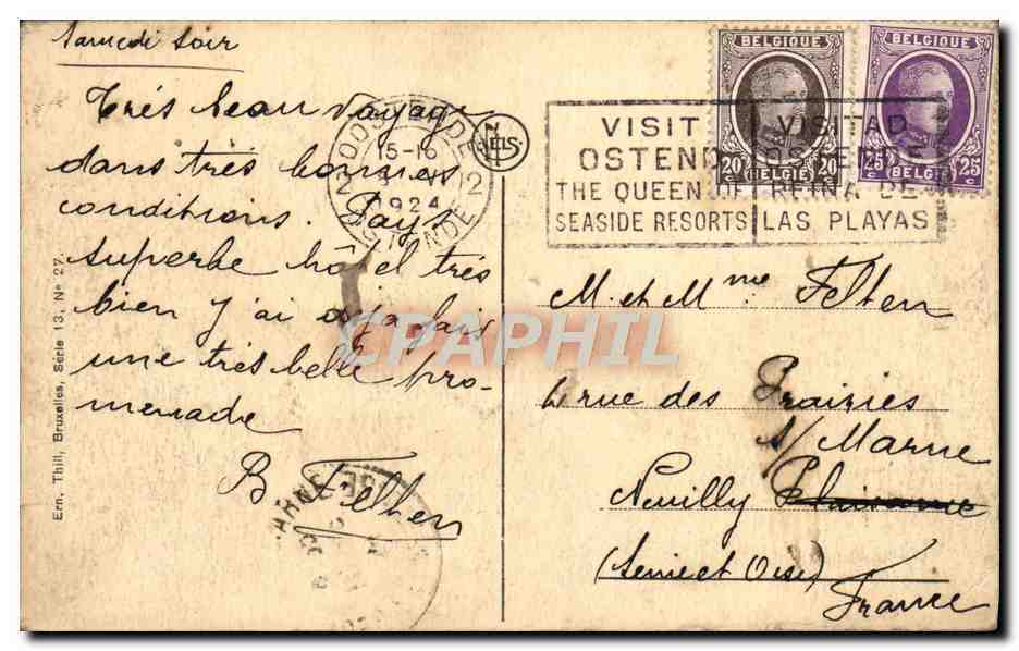 CPA Ostende La Digue et le Kursaal — Rückseite