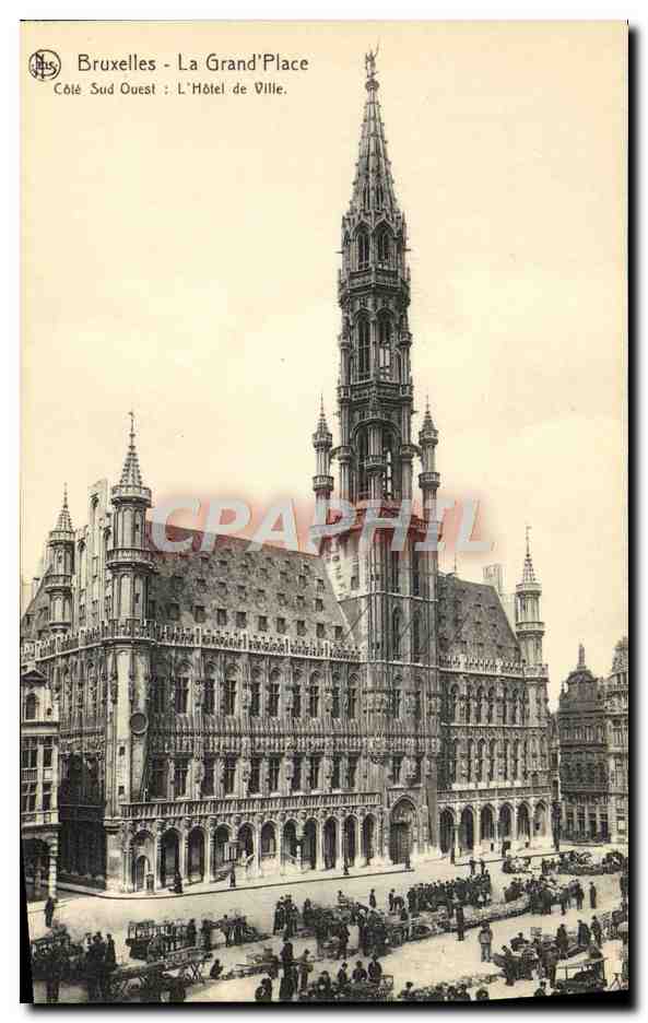 Bruxelles - La Grand'Place — Côté Sud Ouest : L'Hôtel de Ville.