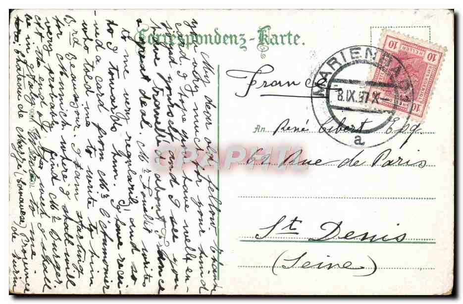CPA Marienbad Kaiseratrasse Und Egerlander — Rückseite