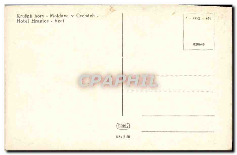 CPA Krusne Hory Moldava V Cechach Hotel Hranice Vzet — Rückseite