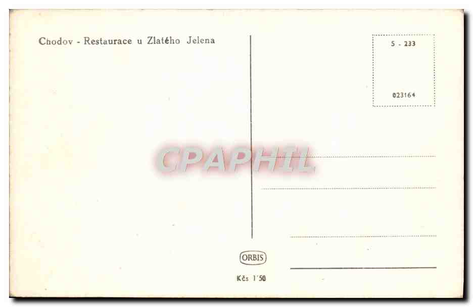CPA Chodov Restaurace U Zkateho Jelena — Rückseite