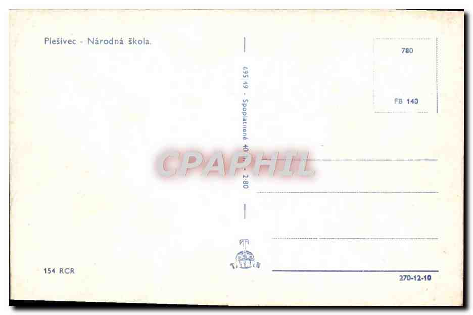 CPA Plesivec Narodna Skola — Verso