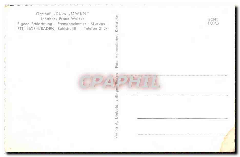 CPM Gasthof Zum Lowen Ettlingen  — Rückseite
