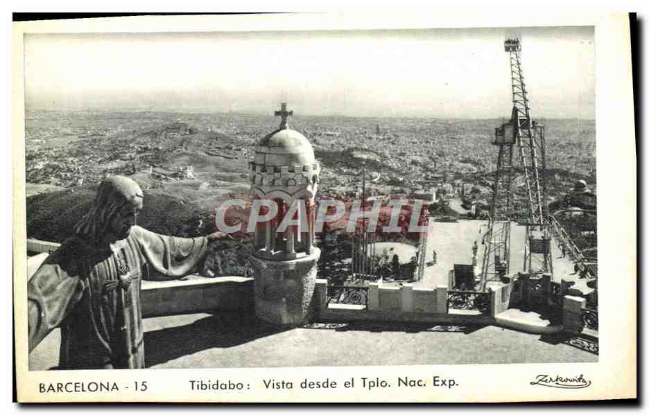 CPA Barcelona Tibidabo Vista Desde El Tplo Nac Exp
