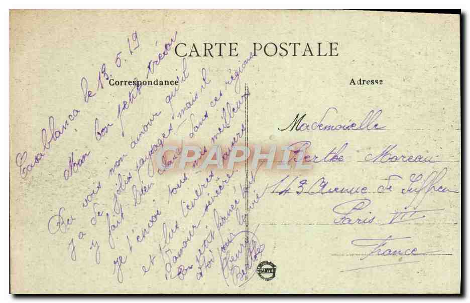 CPA Maroc L'Oued Tensif — Rückseite