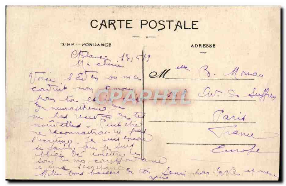 CPA Casablanca Hopital Militaire Le Jardin Militaria — Rückseite