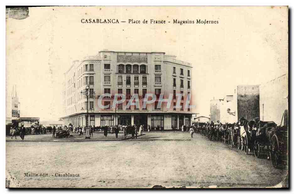 CPA Casablanca Place De France Magasins Modernes