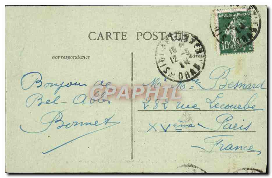 I. SIDI-BEL-ABBÈS — Le Cercle Militaire et l'Avenue de la Gare — F. SALVA — Verso