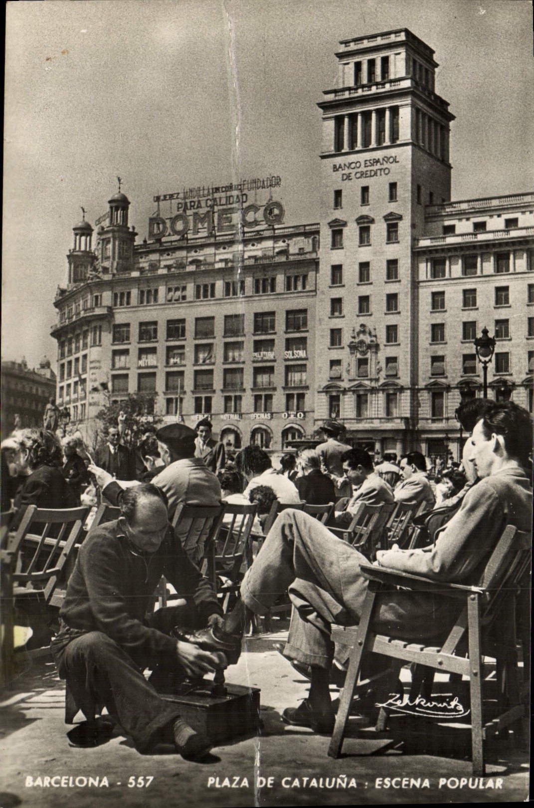 CPM Barcelona Plaza De Cataluna Cireur de chaussures
