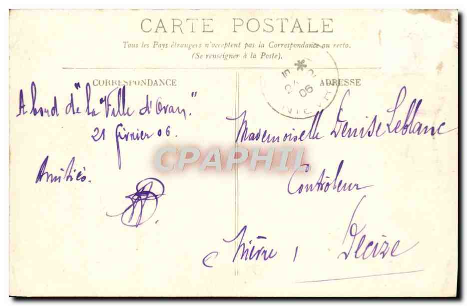 CPA Tunis Rue Halfaouine — Verso