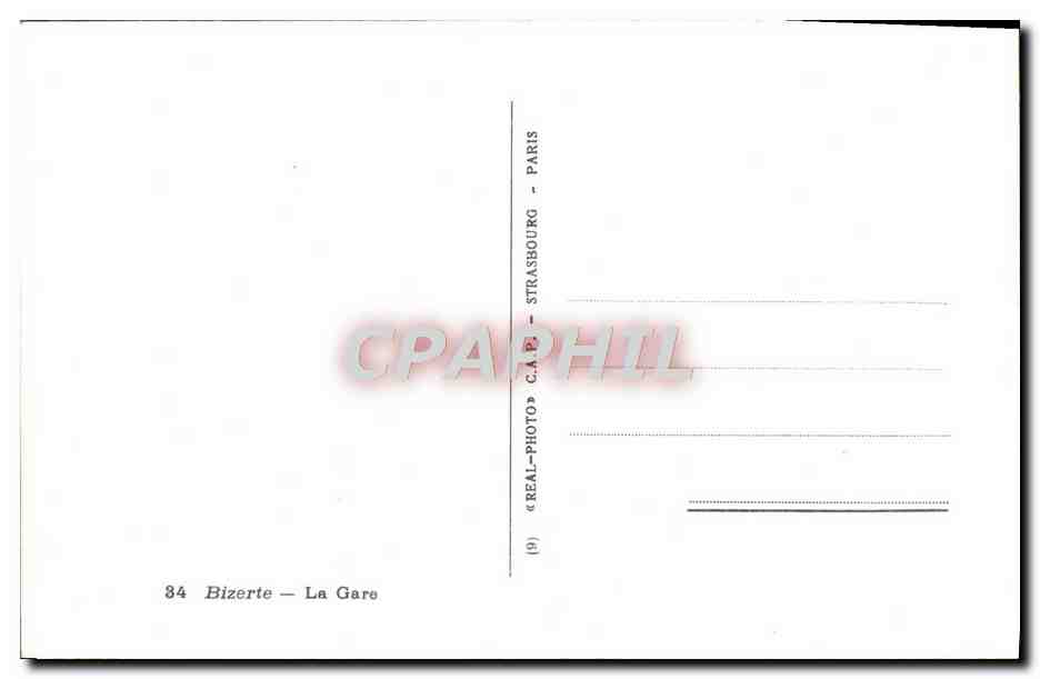 CPA Bizerte La Gare — Verso
