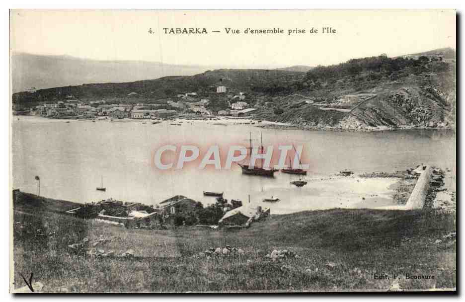 CPA Tabarka Vue d'ensemble prise de I'ile
