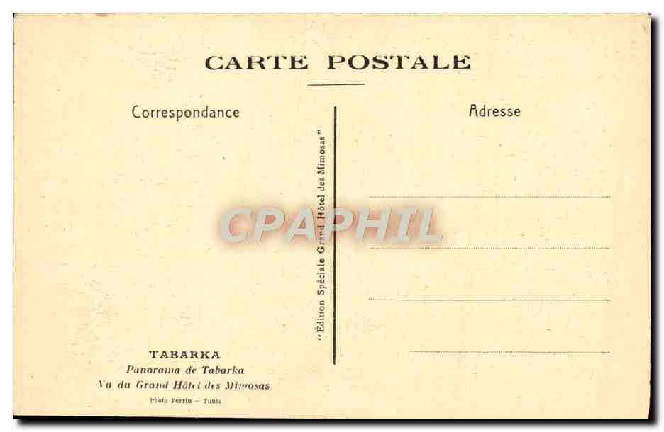 CPA Tabarka Panorama Vu du grand hotel des Mimosas — Rückseite