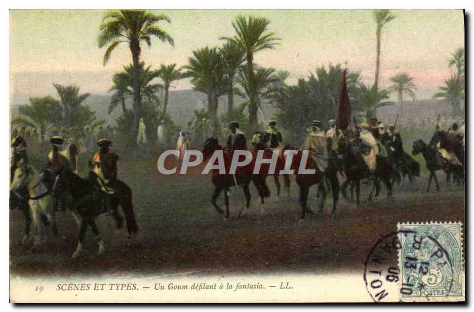 CPA Scenes Et Types Un Gouan defilant a la fantasia Chevaux