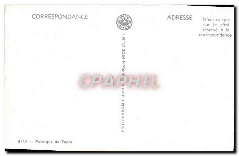 CPA Fabrique de Tapis — Rückseite