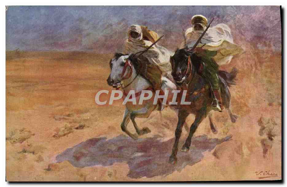 CPA Checa Entre deux Chevaux
