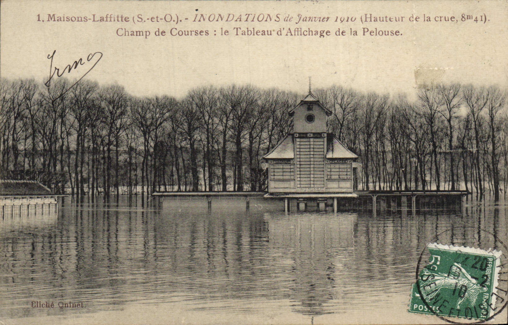 Maison-Laffitte (S.-et-O.) — Inondations de janvier 1910 — Tableau d’Affichage de la Pelouse
