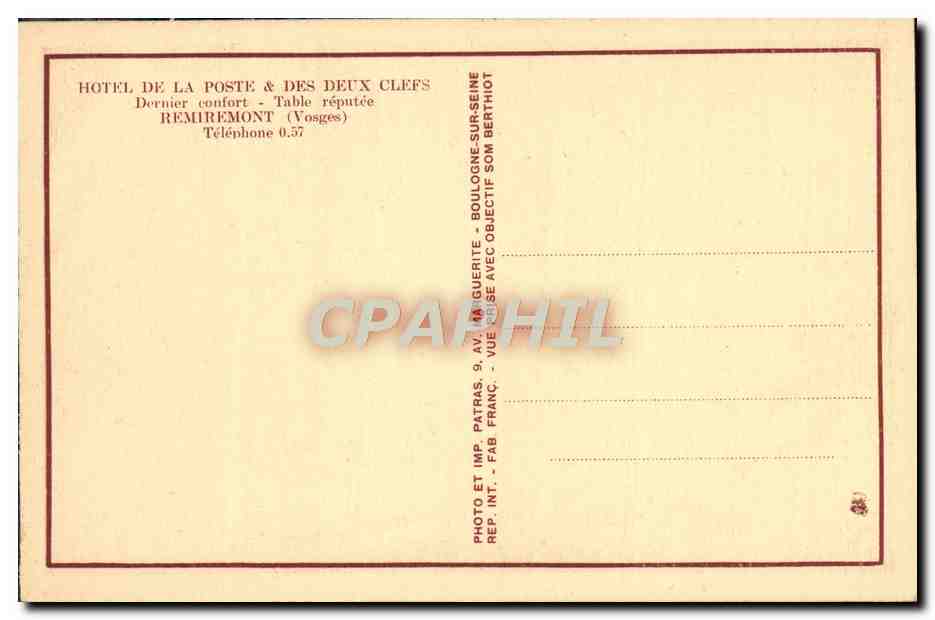 Hôtel des Deux Clefs — Remiremont (Vosges) — Patras — Rückseite