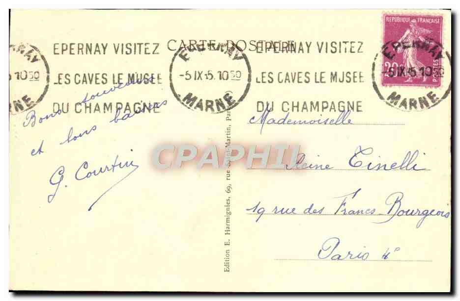 CPA Epernay La Tour Champenoise et la Marne — Rückseite