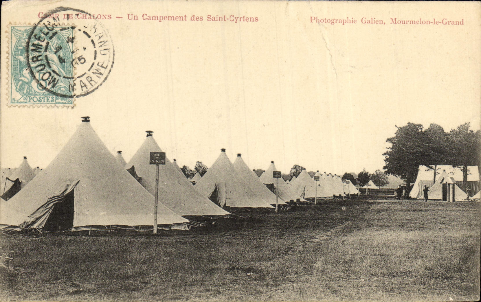 Antike Ansichtskarte Camp de Chalons Ein Militärlager der Saint Cyriens Militaria