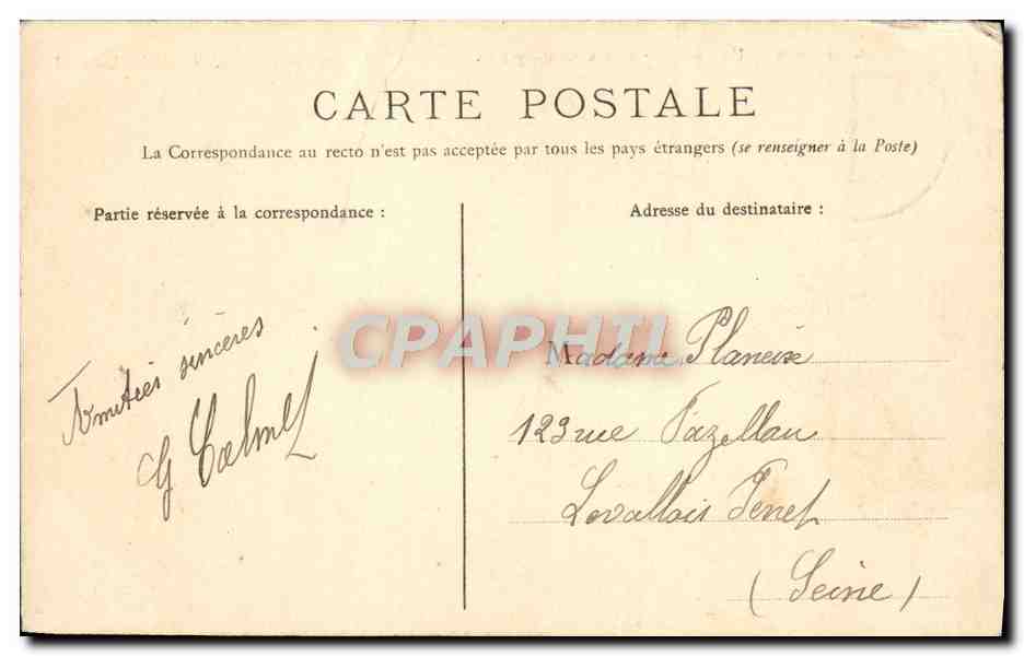 Antike Ansichtskarte Camp de Chalons Ein Militärlager der Saint Cyriens Militaria — Rückseite