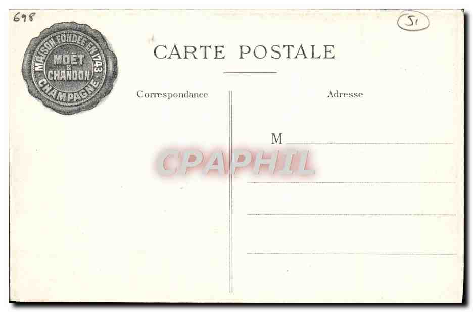 CPA Moet Chandon Epernay Napoleon 1er visite a J moet Maire d'Epernay — Rückseite