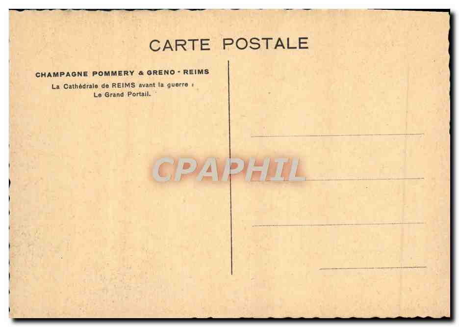 Cathédrale de Reims — Le Grand Portail — Champagne Pommery & Greno - Reims — Verso