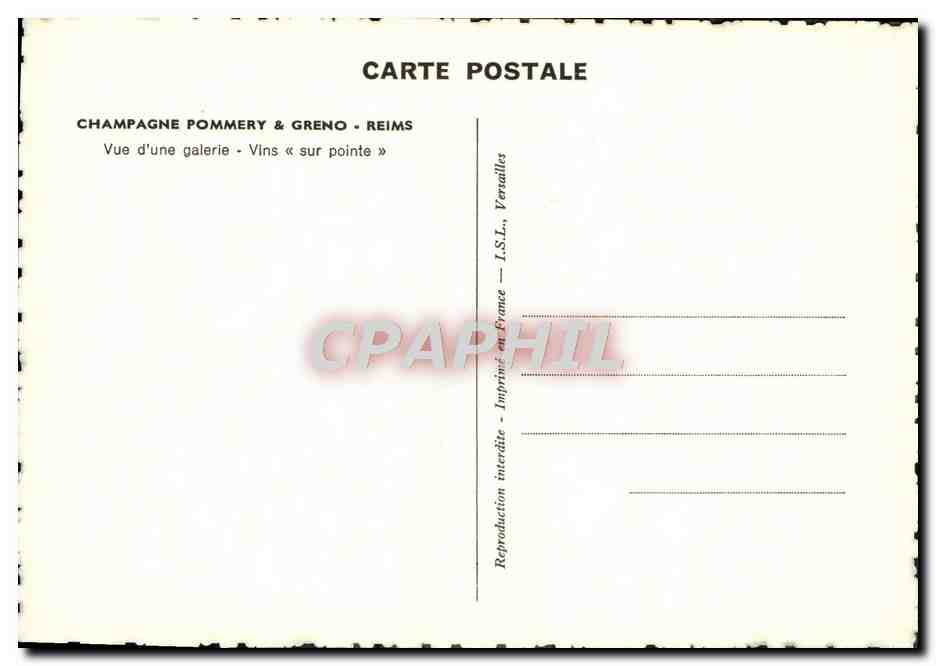 CPA Champagne Pommery Greno Reims Vue d'Une Galerie Vins sur pointe — Verso