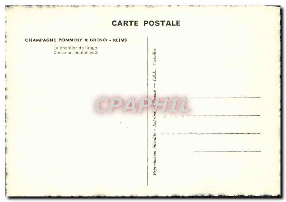 CPA Champagne Pommery Greno Reims Le Chantier De Tirage — Verso